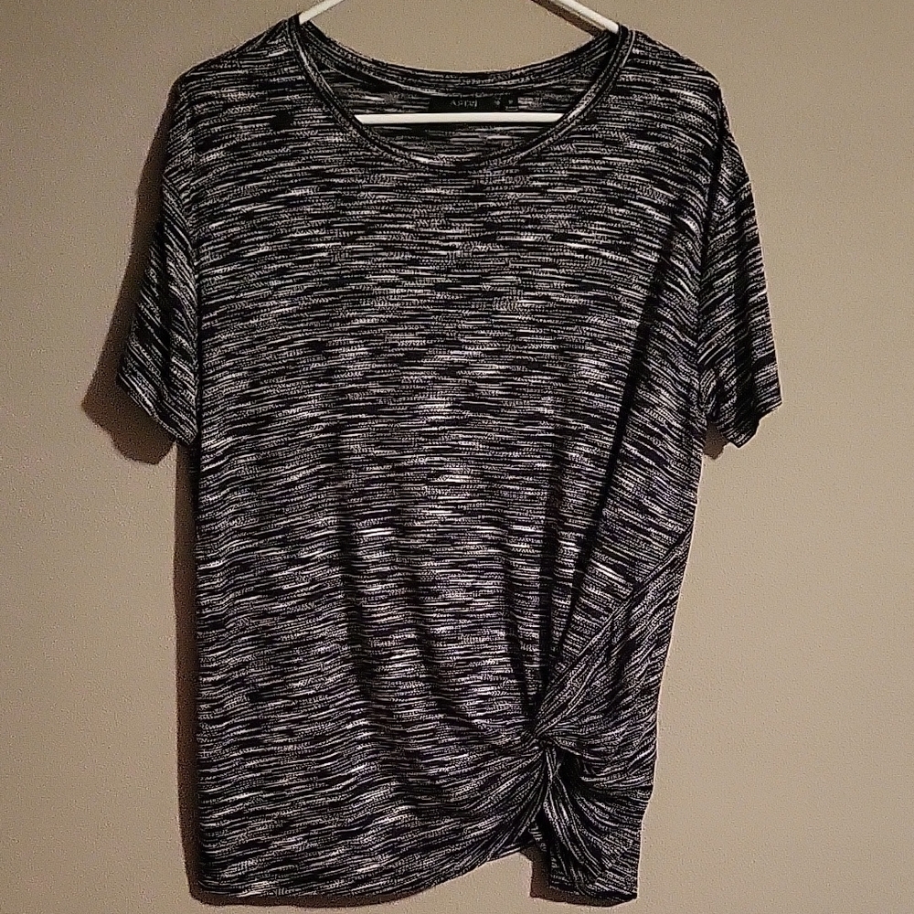 St. John's Bay Relaxed Black and Gray Tie Front Tee